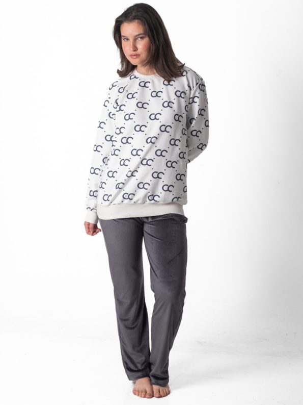 pattern pajama set dark grey