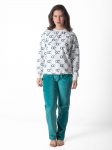 pattern pajama set White & Green