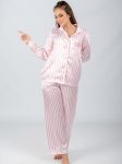 striped satin pajama set ( pink )