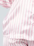 striped satin pajama set ( pink )
