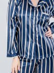 striped satin pajama set ( blue )