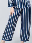 striped satin pajama set ( blue )