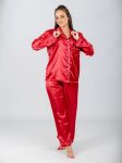 red satin pajama set