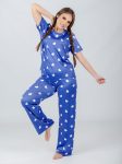 Heart Print Pajamas Set Dark Purple