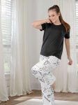 Pajama Set Black ( Doodle Hearts )