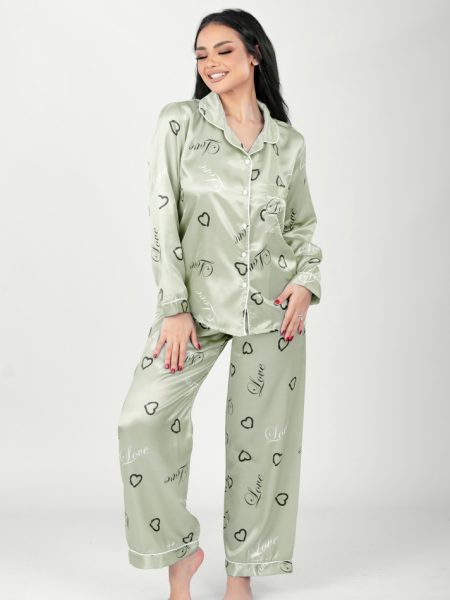 Satin Pajamas Set Mint Green
