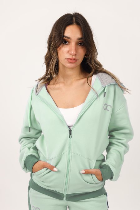 Shechick  Two-Tones Mint Zipper Hoodie