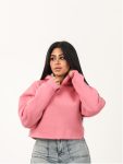 Shechick Unfinished Dusty Pink Cropped Hoodie