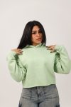 Shechick Unfinished Mint Cropped Hoodie