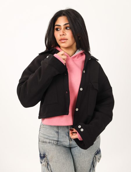 Shechick  Melton Black Crop Shirt