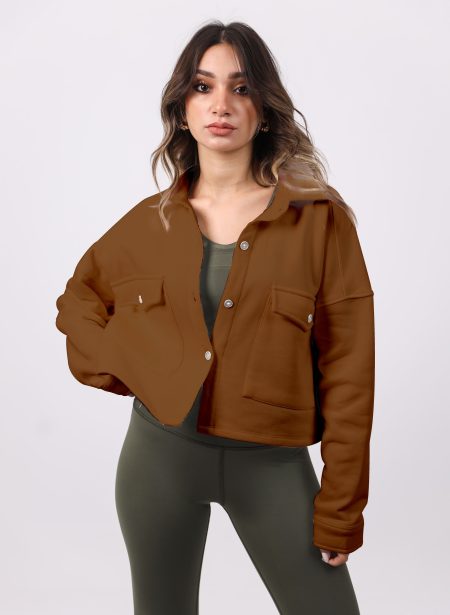Shechick  Melton Brown Crop Shirt