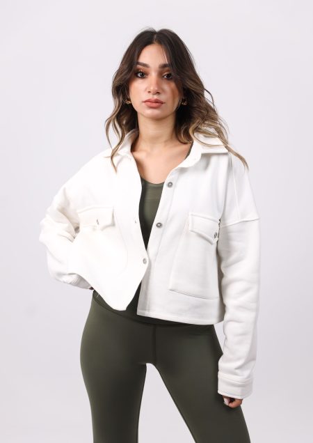 Shechick  Melton White Crop Shirt