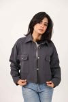 Shechick Cardone Dark Grey Crop Shirt