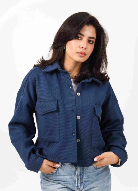 Shechick  Cardone Navy Crop Shirt