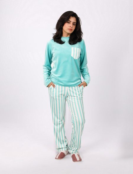 Shechick  Striped Aqua Pajama Set