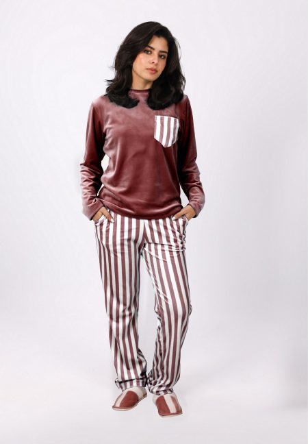 Shechick  Striped Cashmere Pajama Set