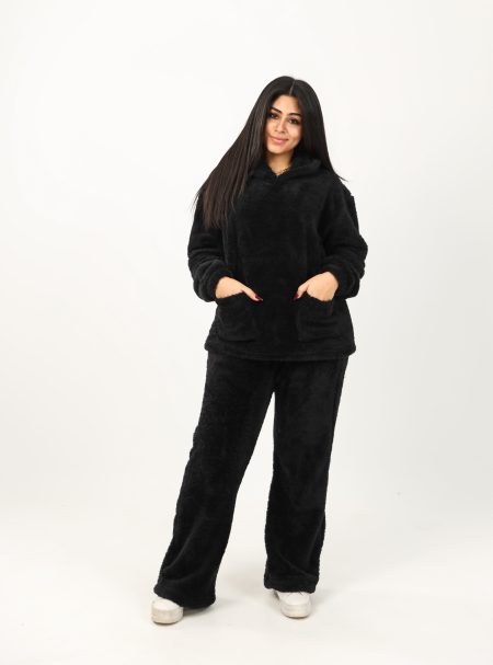 Shechick  Hoodie Comfort Black Pajama Set