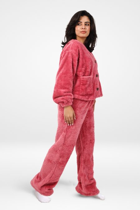 Shechick  Furry Luxe Dusty Pink Pajama Set