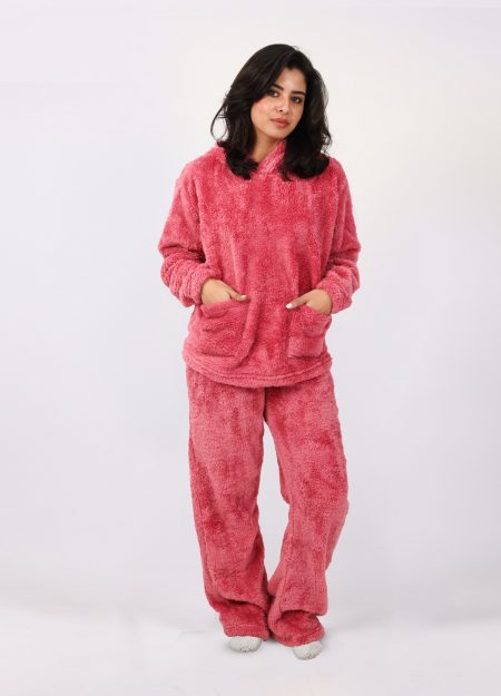 Shechick  Hoodie Comfort Dusty Pink Pajama Set