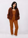 Shechick Stylish Brown & Carmel 3-Piece Pajama Set